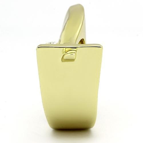 MATK853 - IP Gold(Ion Plating) Stainless Steel Ring with Top Grade Crystal in Clear