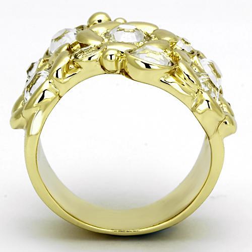 MATK856 - IP Gold(Ion Plating) Stainless Steel Ring with Top Grade Crystal in Clear
