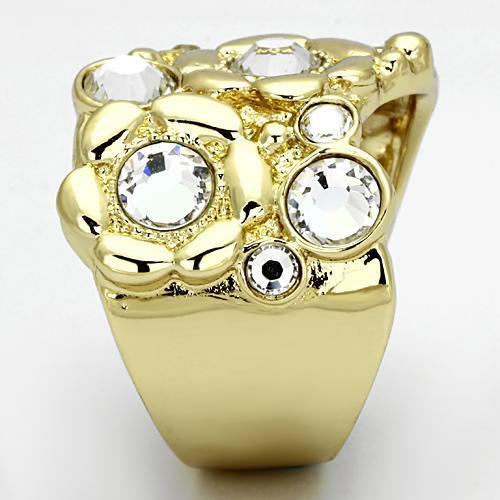MATK856 - IP Gold(Ion Plating) Stainless Steel Ring with Top Grade Crystal in Clear