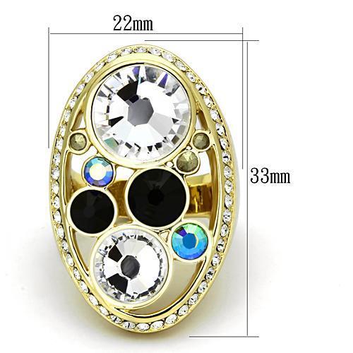 MATK857 - IP Gold(Ion Plating) Stainless Steel Ring with Top Grade Crystal in Multi Color
