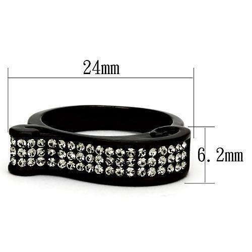MATK862 - IP Black(Ion Plating) Stainless Steel Ring with Top Grade Crystal in Black Diamond