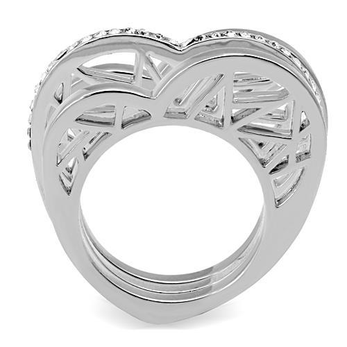 MATK864 - High polished (no plating) Stainless Steel Ring with Top Grade Crystal in Clear