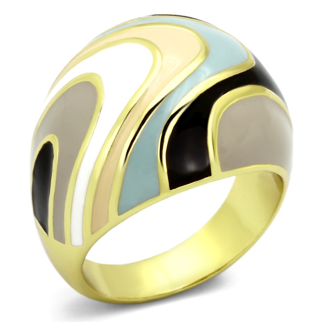 MATK870 - IP Gold(Ion Plating) Stainless Steel Ring with Epoxy in Multi Color