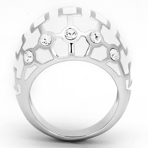 MATK871 - High polished (no plating) Stainless Steel Ring with Top Grade Crystal in Clear