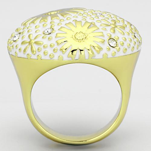 MATK875 - IP Gold(Ion Plating) Stainless Steel Ring with Top Grade Crystal in Clear