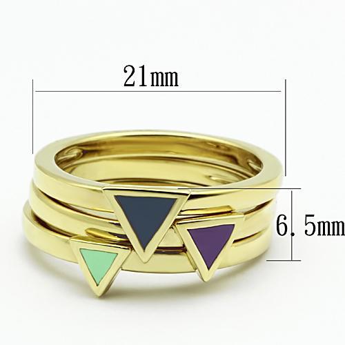 MATK877 - IP Gold(Ion Plating) Stainless Steel Ring with Epoxy in Multi Color