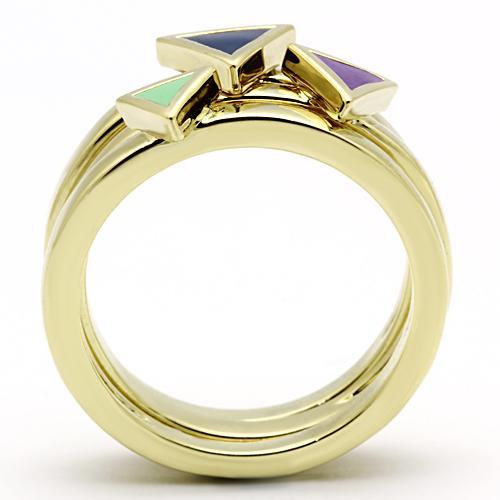 MATK877 - IP Gold(Ion Plating) Stainless Steel Ring with Epoxy in Multi Color