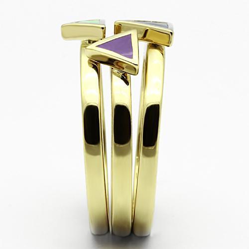 MATK877 - IP Gold(Ion Plating) Stainless Steel Ring with Epoxy in Multi Color