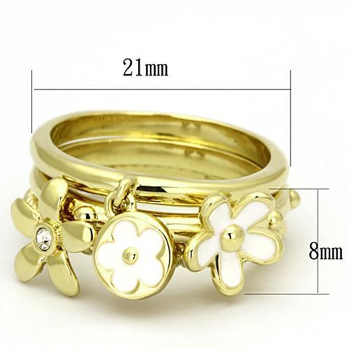 MATK878 - IP Gold(Ion Plating) Stainless Steel Ring with Top Grade Crystal in Clear