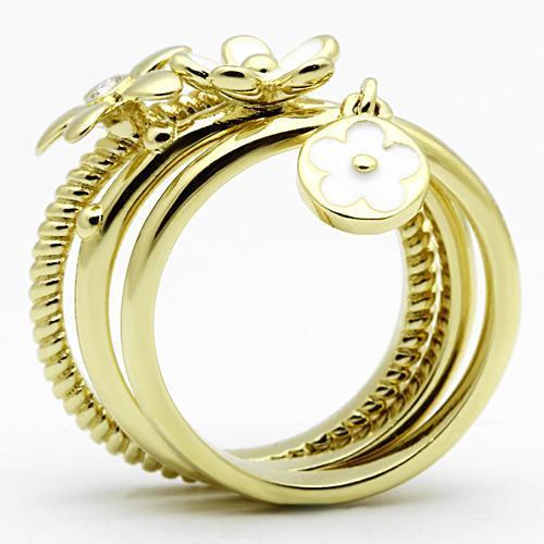 MATK878 - IP Gold(Ion Plating) Stainless Steel Ring with Top Grade Crystal in Clear