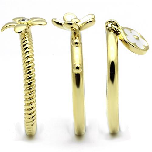 MATK878 - IP Gold(Ion Plating) Stainless Steel Ring with Top Grade Crystal in Clear