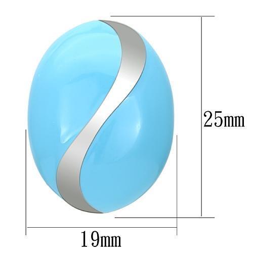 MATK892 - High polished (no plating) Stainless Steel Earrings with Epoxy in Sea Blue