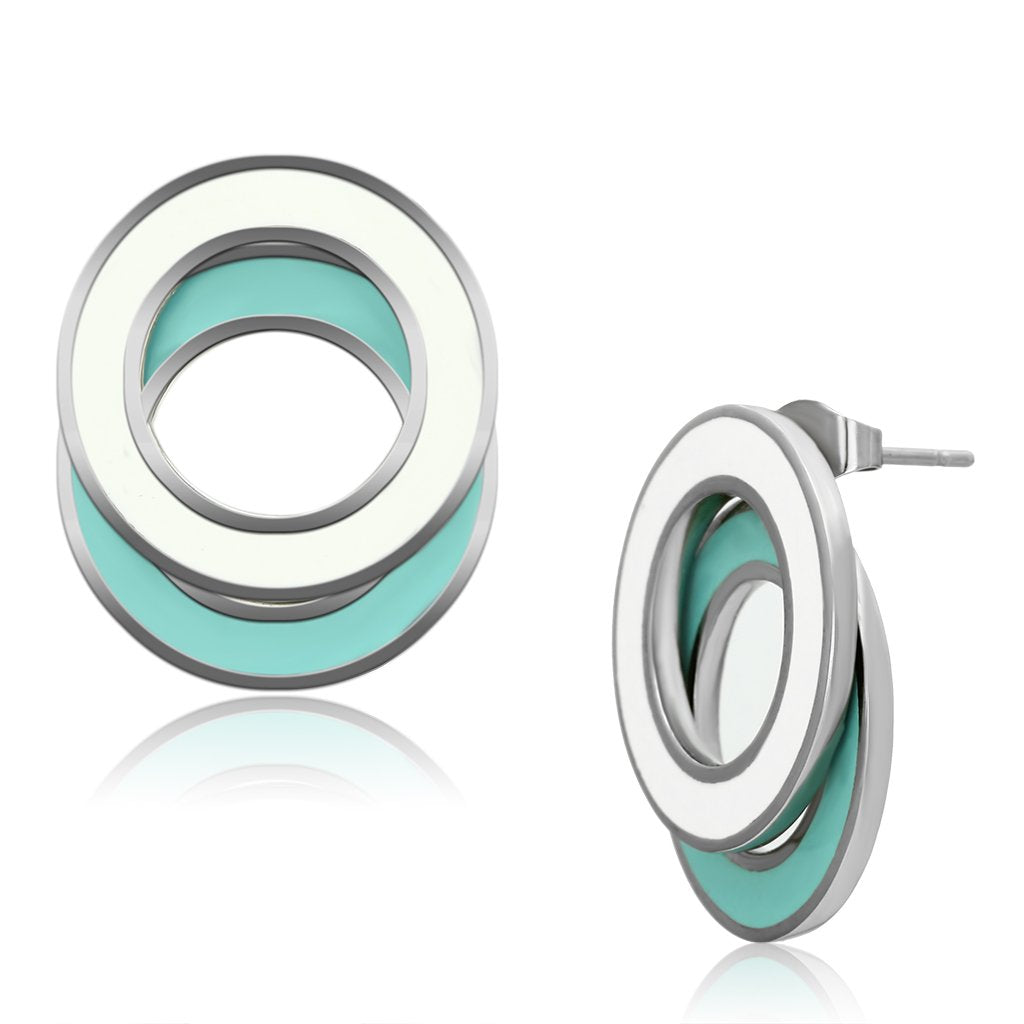 MATK893 - High polished (no plating) Stainless Steel Earrings with Epoxy in Multi Color