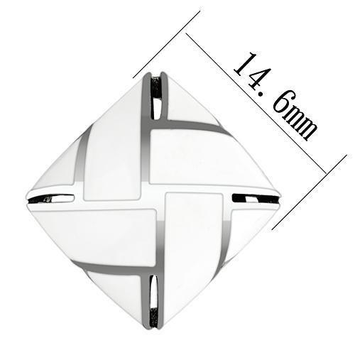 MATK896 - High polished (no plating) Stainless Steel Earrings with Epoxy in White