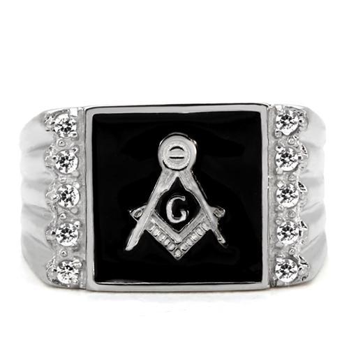 MATK8X030 - High polished (no plating) Stainless Steel Ring with AAA Grade CZ in Clear