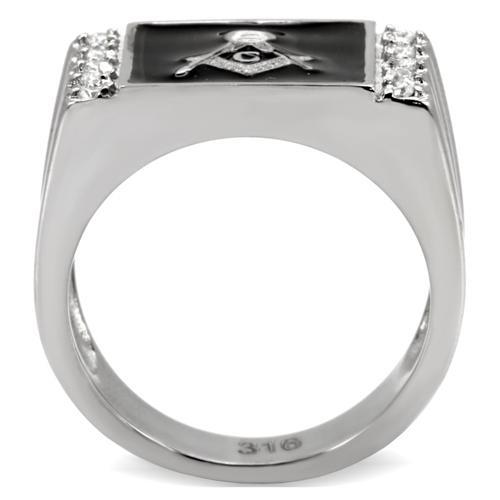 MATK8X030 - High polished (no plating) Stainless Steel Ring with AAA Grade CZ in Clear