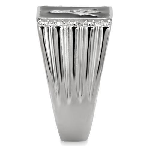 MATK8X030 - High polished (no plating) Stainless Steel Ring with AAA Grade CZ in Clear