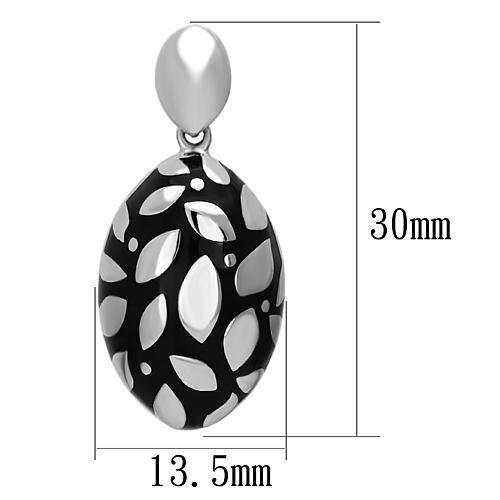 MATK912 - High polished (no plating) Stainless Steel Earrings with Epoxy in Jet