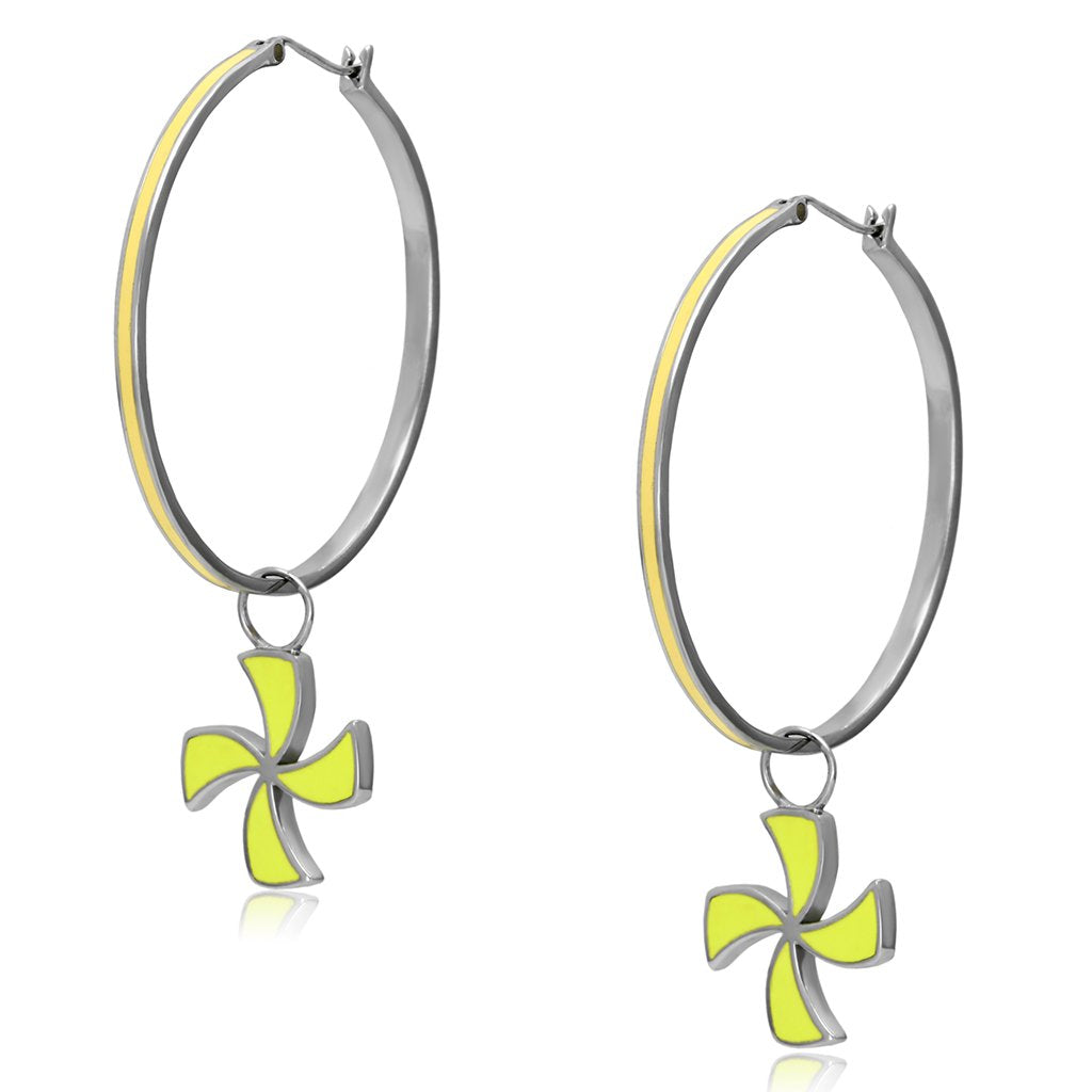 MATK914 - High polished (no plating) Stainless Steel Earrings with Epoxy in Multi Color