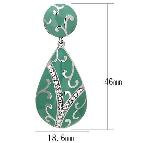 MATK915 - High polished (no plating) Stainless Steel Earrings with Top Grade Crystal in Clear