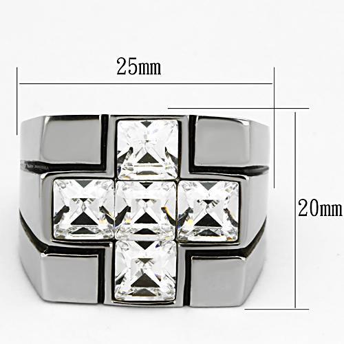 MATK919 - High polished (no plating) Stainless Steel Ring with Top Grade Crystal in Clear