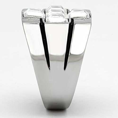 MATK919 - High polished (no plating) Stainless Steel Ring with Top Grade Crystal in Clear