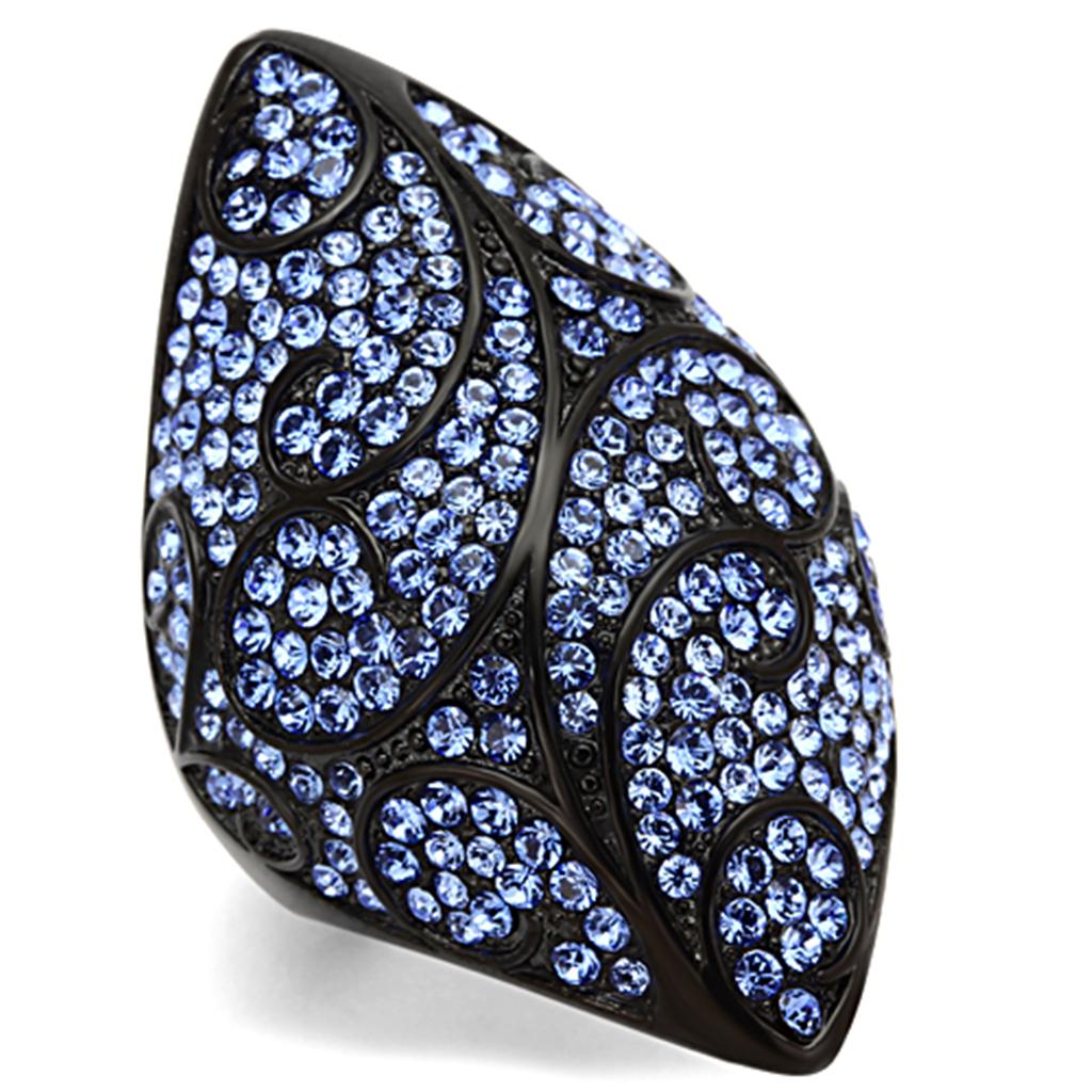 MATK949 - IP Black(Ion Plating) Stainless Steel Ring with Top Grade Crystal in Sapphire