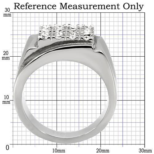 MATK95409 - High polished (no plating) Stainless Steel Ring with Top Grade Crystal in Clear