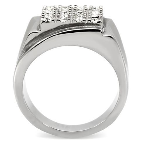 MATK95409 - High polished (no plating) Stainless Steel Ring with Top Grade Crystal in Clear