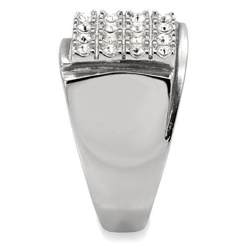 MATK95409 - High polished (no plating) Stainless Steel Ring with Top Grade Crystal in Clear