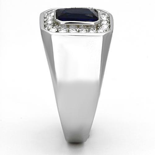 MATK954 - High polished (no plating) Stainless Steel Ring with Synthetic Synthetic Glass in Montana