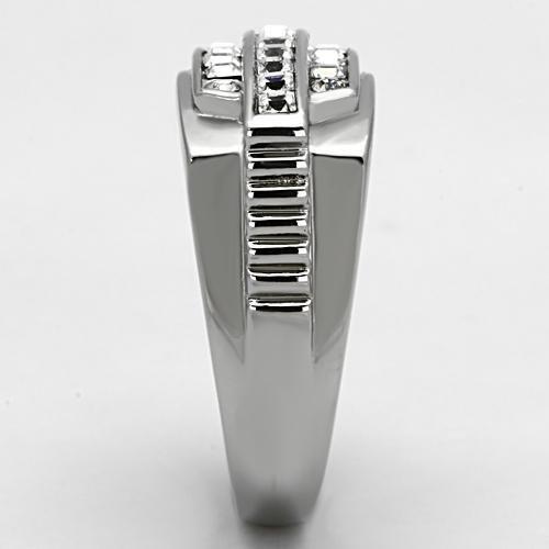 MATK956 - High polished (no plating) Stainless Steel Ring with Top Grade Crystal in Clear