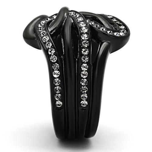 MATK978 - IP Black(Ion Plating) Stainless Steel Ring with Top Grade Crystal in Black Diamond