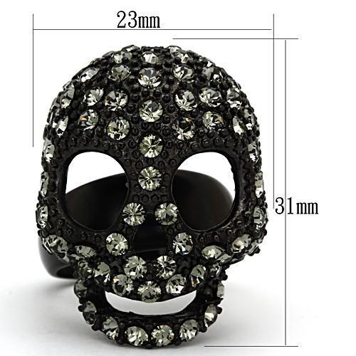 MATK992 - IP Black(Ion Plating) Stainless Steel Ring with Top Grade Crystal in Black Diamond