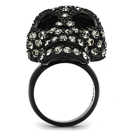 MATK992 - IP Black(Ion Plating) Stainless Steel Ring with Top Grade Crystal in Black Diamond