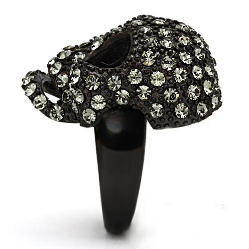 MATK992 - IP Black(Ion Plating) Stainless Steel Ring with Top Grade Crystal in Black Diamond