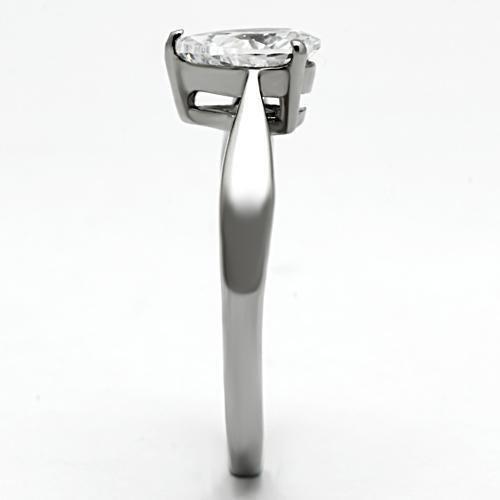 MATK994 - High polished (no plating) Stainless Steel Ring with AAA Grade CZ in Clear