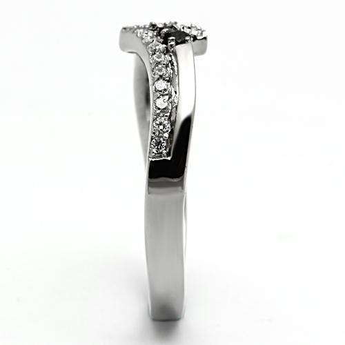 MATK996 - High polished (no plating) Stainless Steel Ring with AAA Grade CZ in Black Diamond
