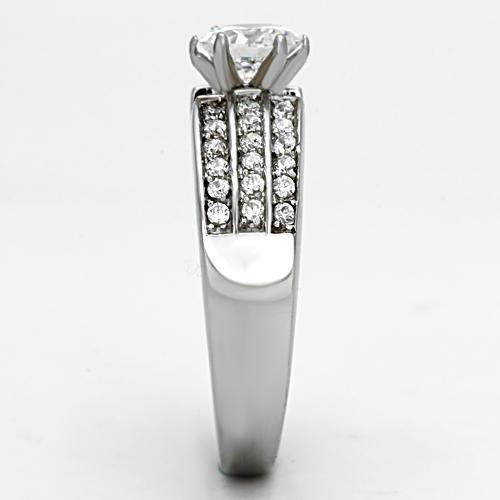MATK997 - High polished (no plating) Stainless Steel Ring with AAA Grade CZ in Clear
