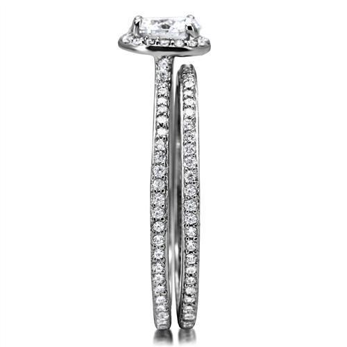MATS028 - Rhodium 925 Sterling Silver Ring with AAA Grade CZ in Clear