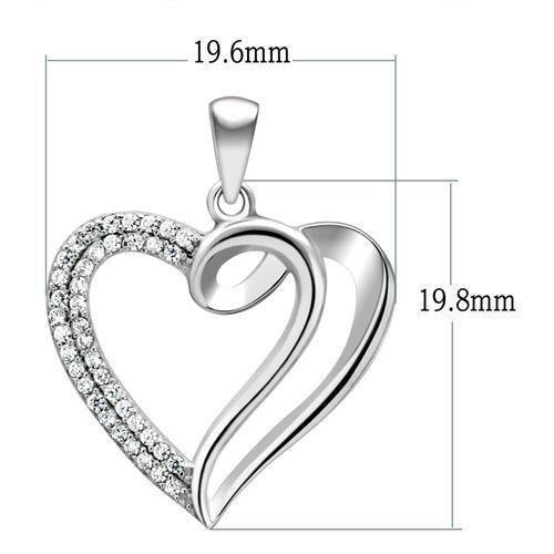 MATS035 - Rhodium 925 Sterling Silver Necklace with AAA Grade CZ in Clear