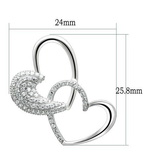 MATS036 - Rhodium 925 Sterling Silver Chain Pendant with AAA Grade CZ in Clear