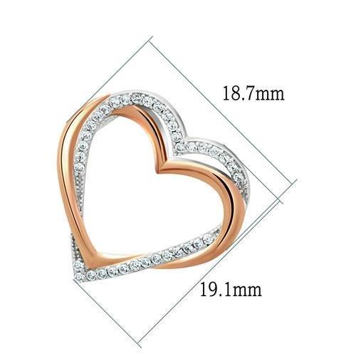 MATS037 - Rose Gold + Rhodium 925 Sterling Silver Necklace with AAA Grade CZ in Clear