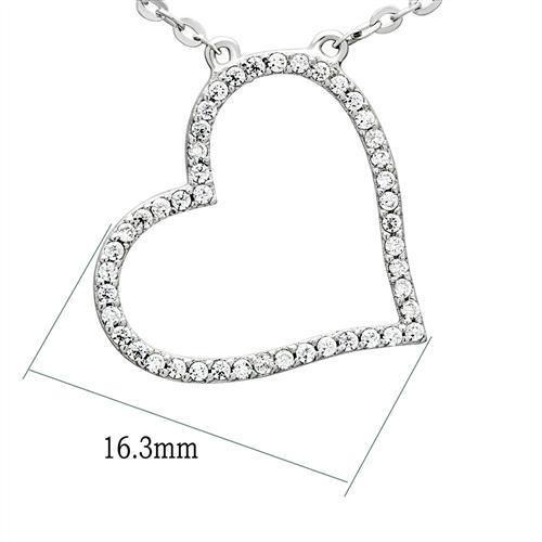 MATS039 - Rhodium 925 Sterling Silver Chain Pendant with AAA Grade CZ in Clear