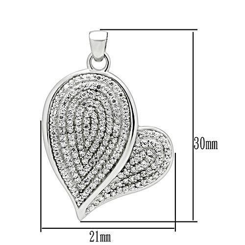 MATS048 - Rhodium 925 Sterling Silver Chain Pendant with AAA Grade CZ in Clear