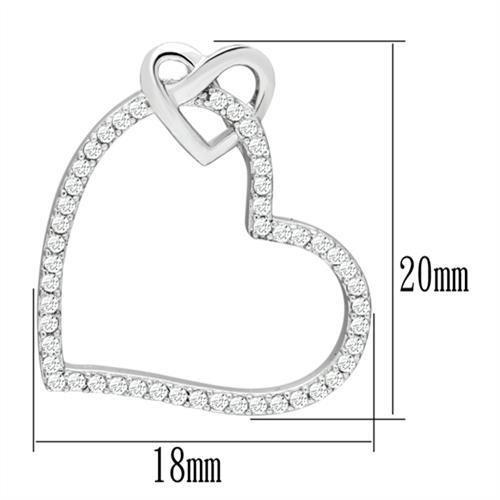 MATS060 - Rhodium 925 Sterling Silver Necklace with AAA Grade CZ in Clear