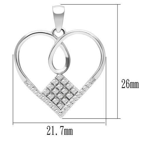 MATS062 - Rhodium 925 Sterling Silver Necklace with AAA Grade CZ in Clear