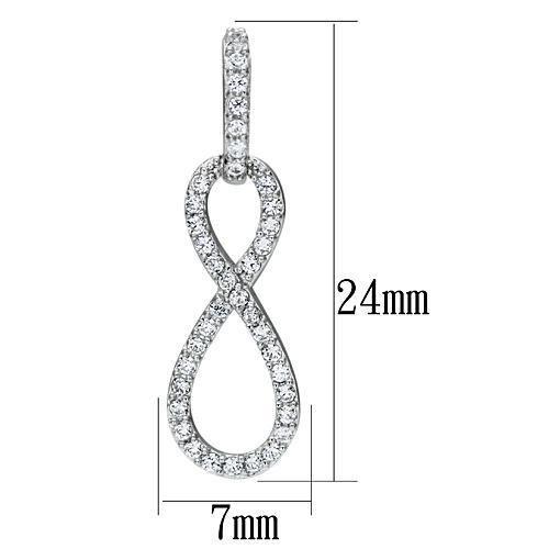 MATS067 - Rhodium 925 Sterling Silver Earrings with AAA Grade CZ in Clear