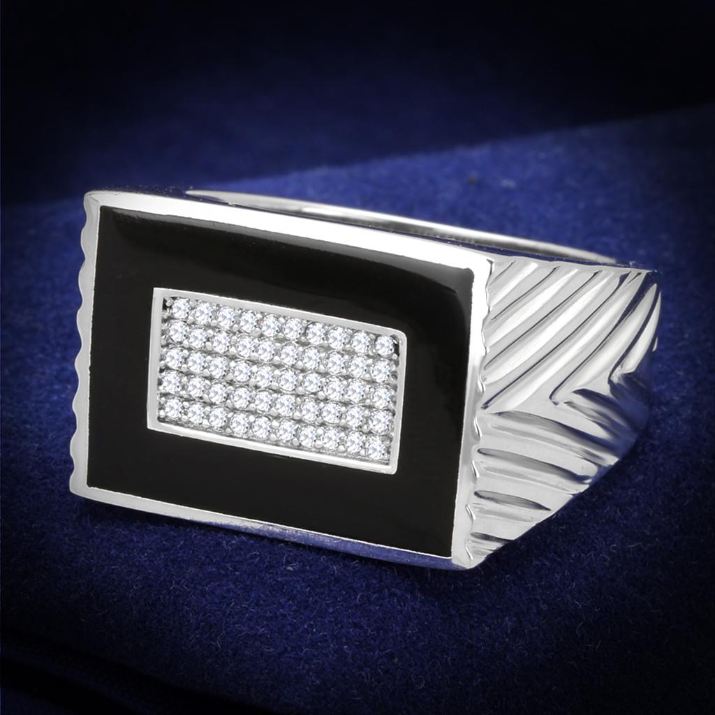 MATS220 - Rhodium 925 Sterling Silver Ring with AAA Grade CZ in Clear