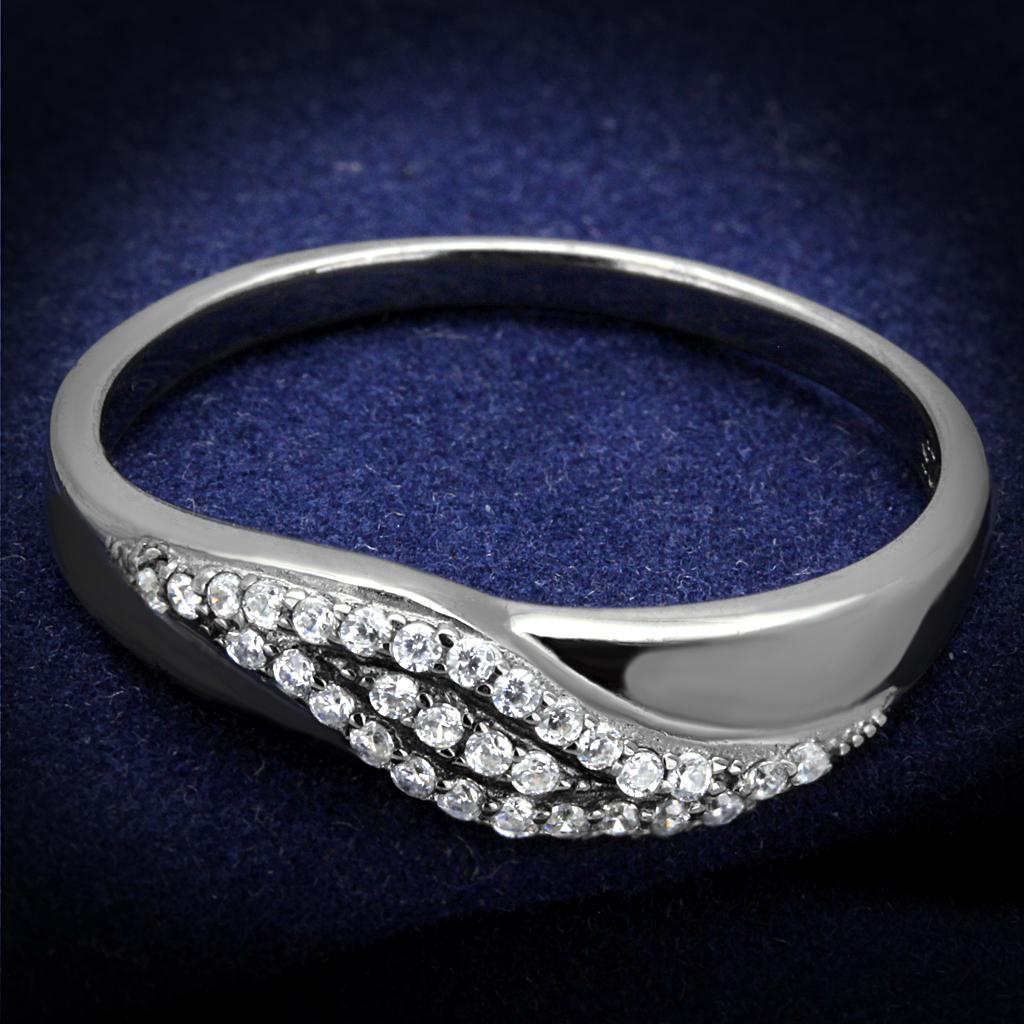 MATS524 - Ruthenium 925 Sterling Silver Ring with AAA Grade CZ in Clear